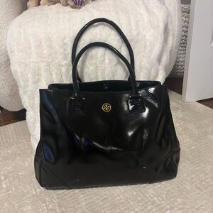 Tory Burch Black Leather Tote Bag